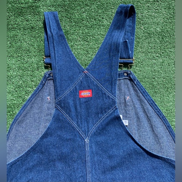VTG 90’s Dickies Denim Button Fly Overalls Mens Size 43x29 USA Made - Picture 8 of 9